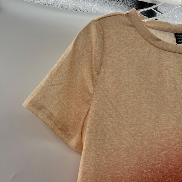 Shein Lune Women's Short Sleeve Top Orange/Cream Size Small New - Picture 3 of 9